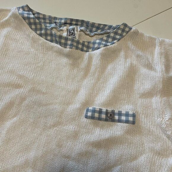 Blue Gingham Knit Tee - Picture 2 of 5